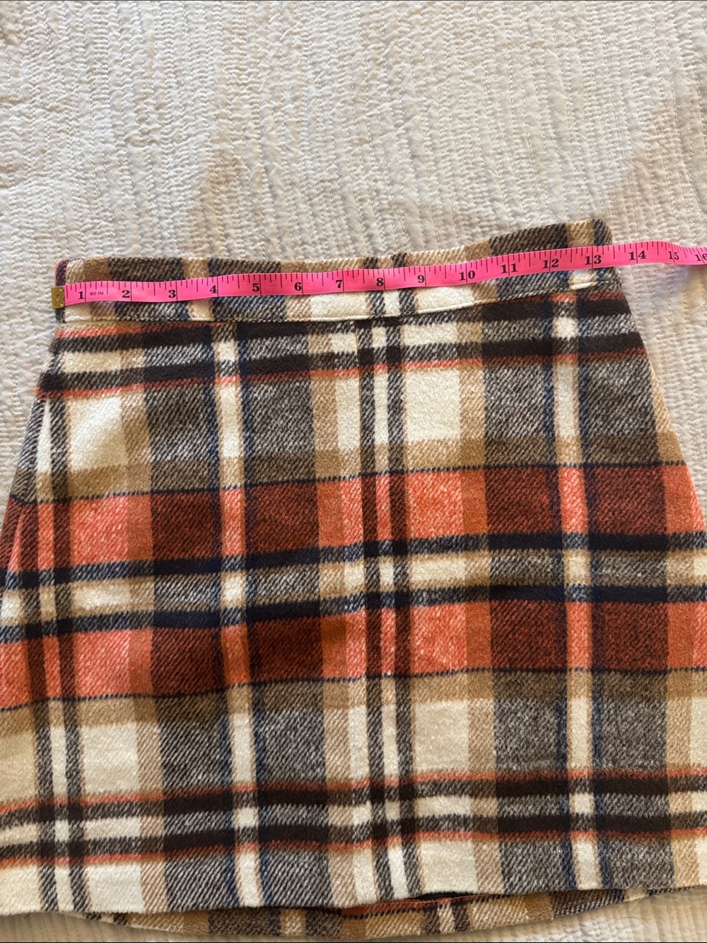 Lulus navy/orange/cream plaid skirt - Picture 10 of 10